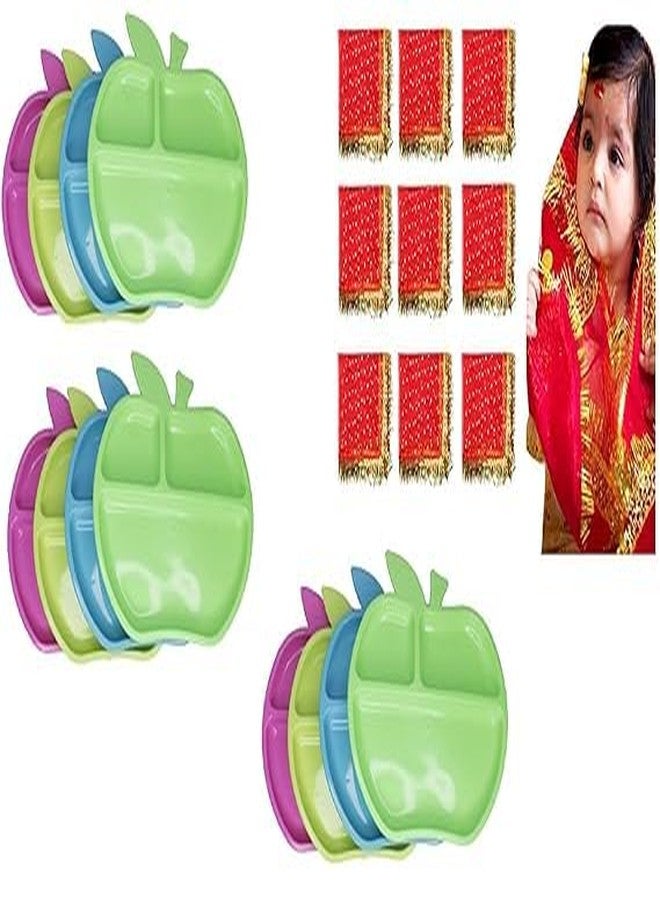 GLAN Navratri Gifting Items for Kanjak Boys and Girls On Kanya Pujan (Set of 12 Plates and 9 Chunari) Pack of 1 - Image 1